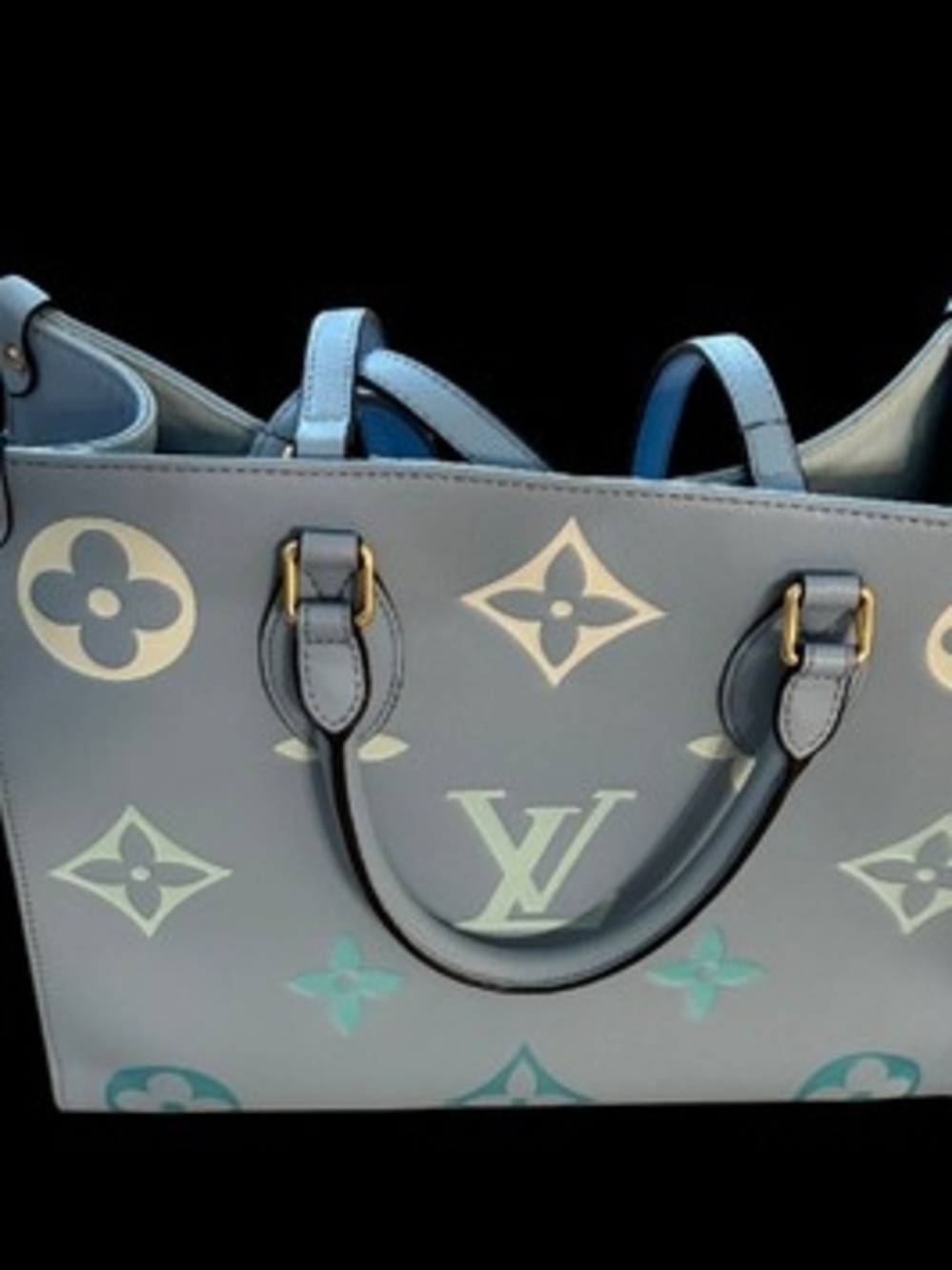 Blue Tote with Pastel Monogram Accents - Picture 3 of 5